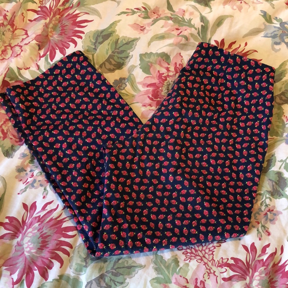 TALBOTS Heritage Size 10 Ladies Ladybugs Flat Front Side-Zip Pant Cotton Stretch